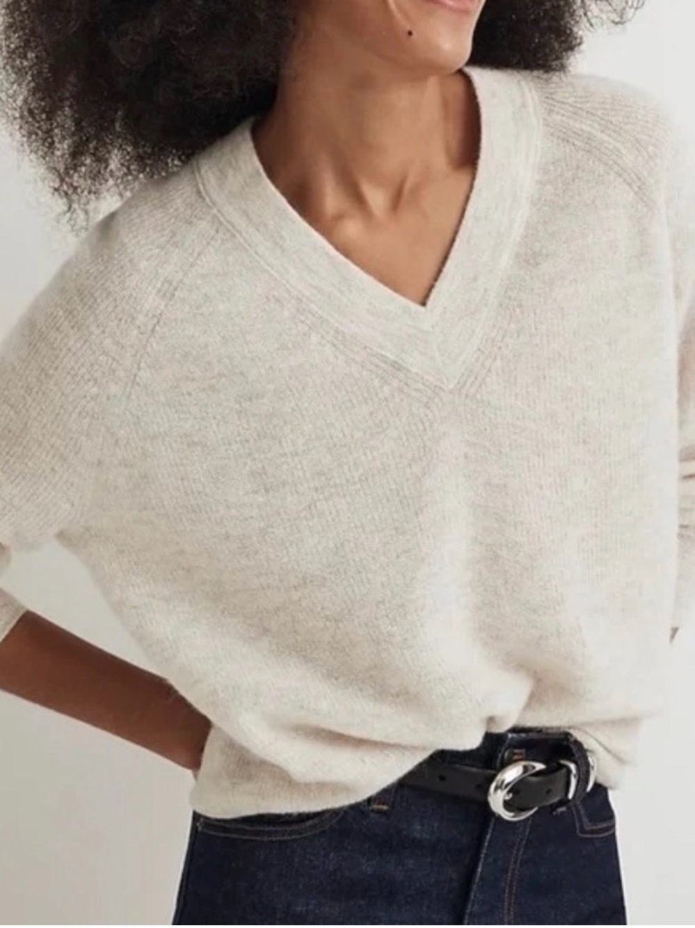 Madewell Ginny V-Neck Alpaca Blend Sweater  cream  XS F20